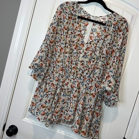 Very flowy boho hippie cottage core floral blouse 3/4 batwing sleeve size 1XL - Picture 6 of 11